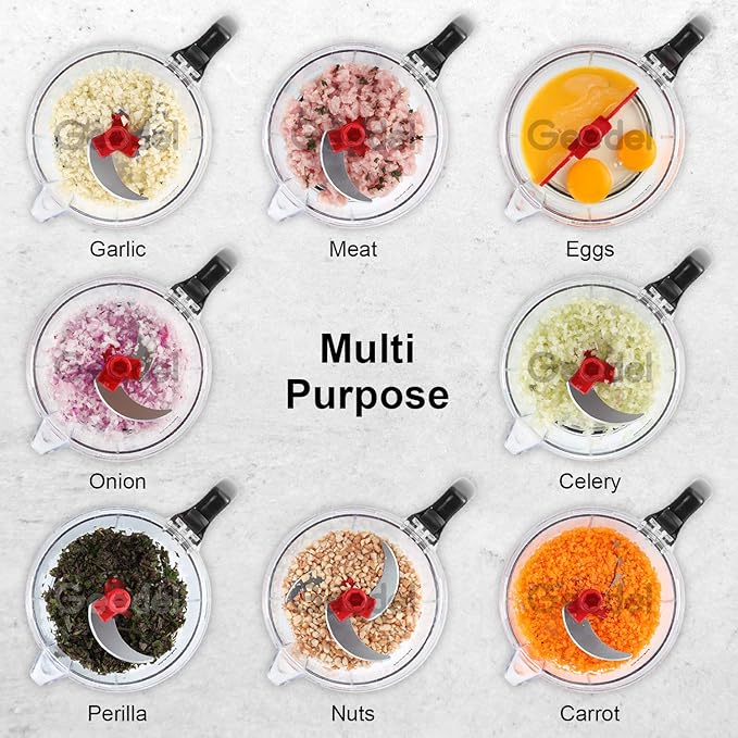 Geedel Hand Food Chopper, Quick Manual Vegetable Processor, Easy To Clean Rotary Dicer Mincer Mixer Blender for Onion, Garlic, Salad, Salsa, Nuts, Meat, Fruit, Ice, etc