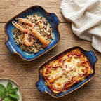 Ceramics Au Gratin baking Dishes Set of 4, Baking Tray Bake ware, 10.5 oz Ramekins, for Pie Pan, Appetizer, Tart, Dessert, Quiche, Oven Small dish, individual dishes, Square 7.3 Inch