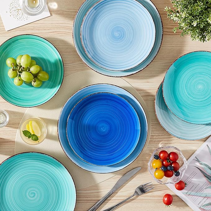 vancasso Bonita Salad Plates, 8.5 inch Small Dinner Plates Set, Ceramic Dessert Plate Serving Dishes Set of 6, Microwave, Oven and Dishwasher Safe, Assorted Color