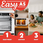 Gourmia French Door Air Fryer Oven - 37 Qt Large Capacity Convection Toaster Oven, FryForce 360°, Digital Display, 12 Cooking Presets, Dehydrate, Fits 13” Pizza, Dishwasher-Safe, White
