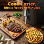 Dual Basket Air Fryer, 12.6QT Family-Size for 10–12 People, XL Basket for 6LB Whole Chicken, DoubleStack Compact Design, 10-in-1 Functions with Reheat, Dehydrate & SyncFinish, Dishwasher-Safe, Black