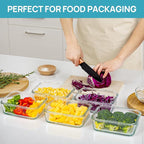 Vtopmart 5Pack 30oz Glass Storage Containers with Lids, Glass Meal Prep Food Container Sets with Snap Airtight Lids for Microwave, Oven, Freezer and Dishwasher, Grey