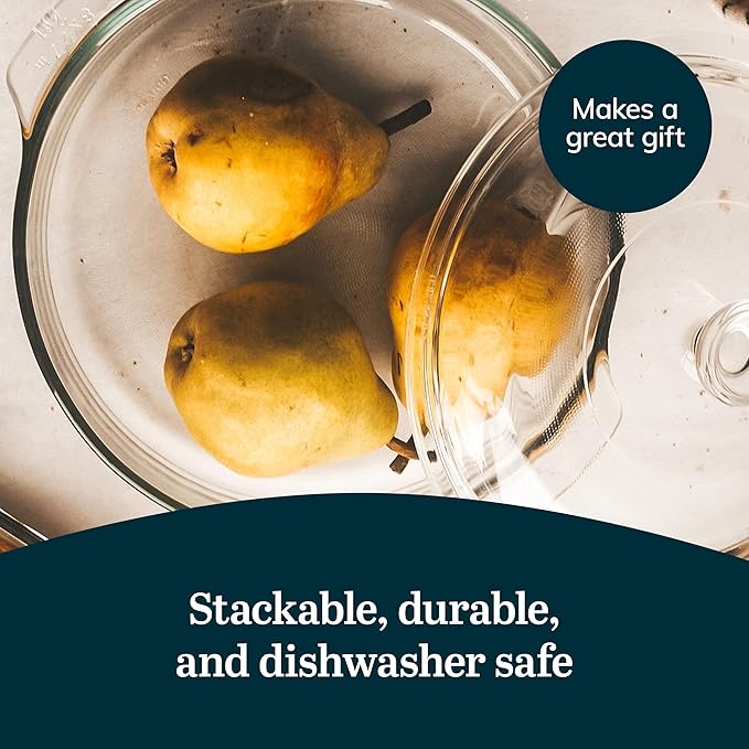 Libbey Baker's Basics 3-Piece Glass Casserole Dishes with Glass Covers, Stackable Casserole Dishes for Oven, Microwave, Refrigerator, Versatile Baking Dish Set