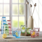 Bormioli Rocco Barshine 12.88 oz. Long Drink Stackable Tempered Drinking Glasses, Set of 6, Ice Blue