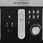 West Bend Deep Fryer with Adjustable Temperature Control Nonstick Basket Easy-View Window and Temperature Guide, Folding Handle and Locking Cover for Easy Storage, 3-Liter, Silver