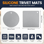 Silicone Trivet Mats 4 Heat Resistant Pot Holders Multipurpose Non-Slip Hot Pads for Kitchen Potholders, Drying mat, Jar Opener, Spoon Holder, Coaster(Nordic Grey)