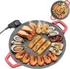 Indoor Smokeless Electric Griddle,Comales Para Tortillas Electricos, Portable Electric Korean Bbq Grill,Round Electric Griddle For Bbq, Tortillas, Steaks, Burgers, Pancakes (11 in)