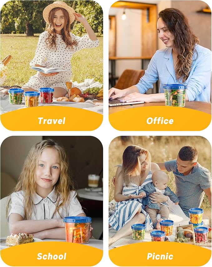 BiuLeon 6 Pack-24 oz Freezer Storage Containers, Plastic Food Storage Containers with Twist Top Lids, BPA Free and Reusable Soup Containers with Lids, Leakproof/Microwave/Dishwasher Safe
