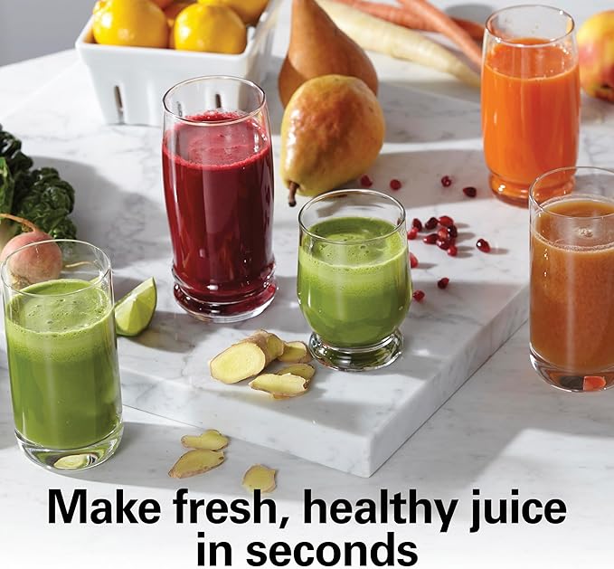 Hamilton Beach Juicer Machine, Big Mouth 3” Feed Chute for Whole Fruits and Vegetables, Easy to Clean, Centrifugal Extractor, Vegetable & Fruit Juicer, BPA Free, 800W Motor, Stainless Steel