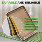 NutriChef 2 Piece Cookie Sheets for Baking, Nonstick Carbon Steel Baking Sheets - Durable, Thick, and Wrap Resistance, Easy to clean, Dishwasher & Oven Safe up to 450F