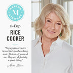 Martha Stewart Rice Cooker, 4 Cup (Uncooked) / 8 Cup (Cooked), Ceramic Non-Stick Removable Pot, Keep Warm, Measure Markings, Steam Basket, Brown & Sushi Rice, Quick Cook, Quinoa, Grains, Oats, Linen White