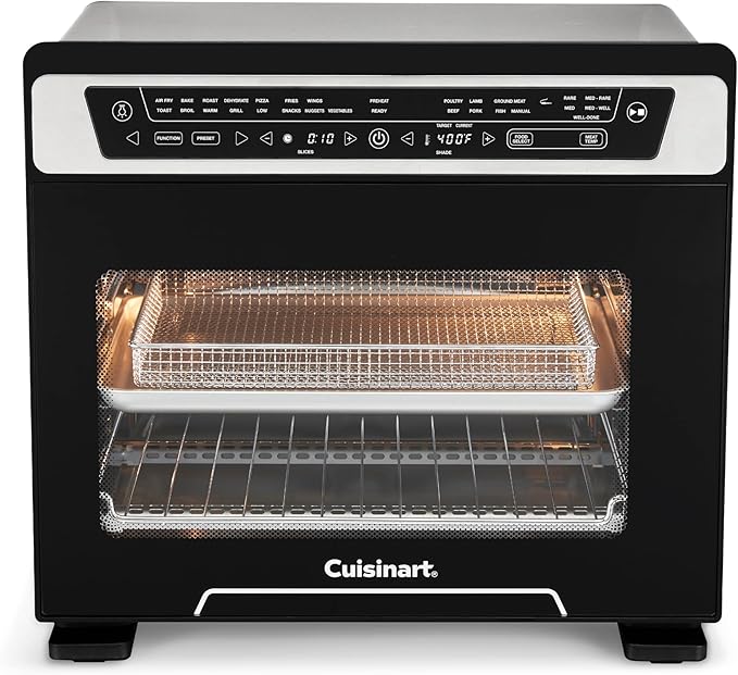 Cuisinart 15-in-1 Extra-Large Digital Air Fryer Oven with 9"x13" 2-in-1 Pan, Air Fry 4 Lbs of Wings, Cook a 13 Lb Turkey or 5+ Lb Chicken, Toast 9 Slices of Bread, and Bake a 13" Pizza, TOA-112