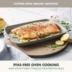 GreenPan Premiere Ovenware Healthy Ceramic Nonstick 13" x 9" Quarter Sheet Baking Pan, PFAS-Free, Warp-Free Bakeware, Durable Quick Heating, Oven & Broiler Safe to 600F, Dishwasher Safe, Taupe