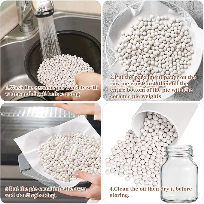 Sukh 0.94LB Pie Weights for Baking - Ceramic Pie Crust Weights Beans Reusable,Natural Ceramic Stoneware for Blind Baking Items,Homemade Kitchen Must Have,Round Household Steam Oven Stone