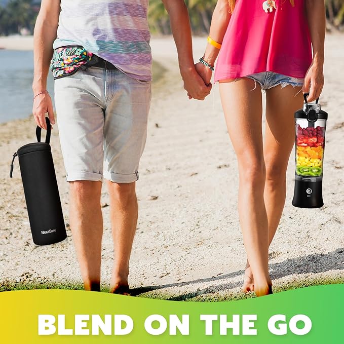 Portable Blender Personal Juicer for Shakes and Smoothies - 20 OZ Electric Protein Shaker Bottle with 6 Blades, Travel Lid, USB-C Rechargeable - Mini Small Blender Cup for Kitchen, Office, Gym