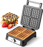UVFAST Waffles Maker Waffle Iron, 4 Belgian Square Waffle Maker, Belgian Waffle Maker Thick with Non-stick Plate, Breakfast Waffle Machine Make Waffle in Minutes, 3 Browning Level, 1200W