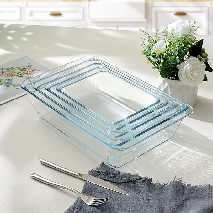 NUTRIUPS 5.7QT Rectangular Deep Glass Baking Dish, Large Glass Baking Pan for Oven, Clear Bakeware Deep Casserole Dish