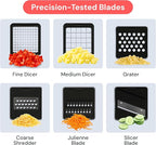 Fullstar Mandoline Slicer for Kitchen - Vegetable Chopper, Onion Potato Food Veggie Fruit Slicer and Cutter with Container, Kitchen Gadgets & Gifts, Home Essentials (6-in-1, White/Black)