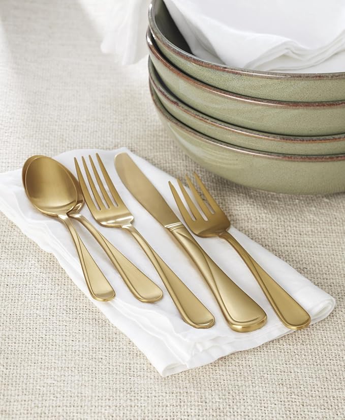 Oneida 899220 Flight Gold Satin 20-Piece Flatware Set, Service For 4