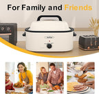 Sunvivi Roaster Oven, Electric Roaster Oven with Viewing Lid, 28lb 24-Quart Turkey Roaster with Unique Defrost/Warm Function, Large Roaster with Removable Pan & Rack, Stainless Steel, White
