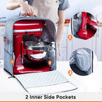 BAGSPRITE Stand Mixer Cover with Appliance Sliders Base Compatible with KitchenAid Mixer-Storage Bag for 6/7/8 Quart with Pockets for Kitchen Aid Accessories and Attachments
