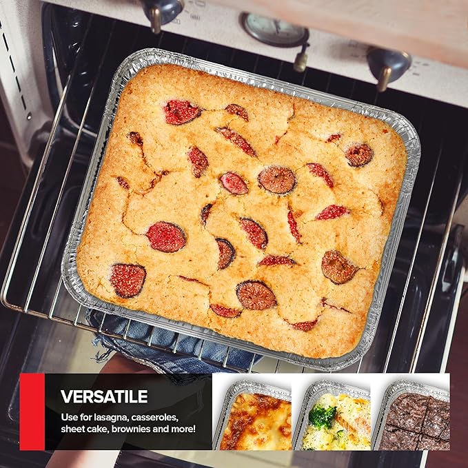Stock Your Home (Set of 30) 9 x 13 Disposable Aluminum Pans with Lids - (30) Heavy Duty Foil Pans with Lids 9x13 (30) Foil Pan Covers, Food Catering Containers for Baking, Cooking, Heating, Storage