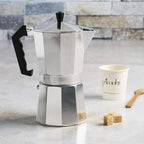 Primula Classic Stovetop Espresso and Coffee Maker, Moka Pot for Italian and Cuban Café Brewing, Greca Coffee Maker, Cafeteras, 9 Espresso Cups, Silver