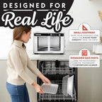 Gourmia French Door Air Fryer Oven - 37 Qt Large Capacity Convection Toaster Oven, FryForce 360°, Digital Display, 12 Cooking Presets, Dehydrate, Fits 13” Pizza, Dishwasher-Safe, Stainless Steel