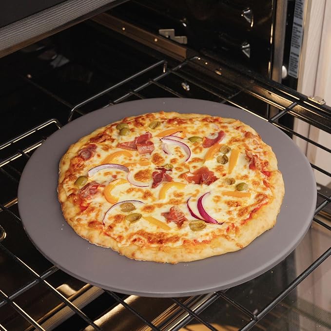 Old Stone Pizza Kitchen Glazed Round Pizza Stone for Oven and Grill, 14 inch