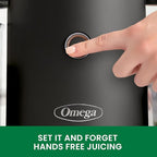Omega Effortless Batch Cold Press Juicer - Hands Free Vegetable and Fruit Masticating Juicer Machine with 68-oz. capacity, Extra Large Hopper No-Prep whole recipe juicing, Easy Clean, 150-Watts, Black