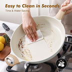 SENSARTE Ceramic Nonstick Frying Pan Skillet with Lid 12.5Inch Large Non Stick Non-toxic Healthy Kitchen Cooking Chef's Pan, Free of Intentionally Added PFOA/PFAS/PTFE, Induction Compatible, White