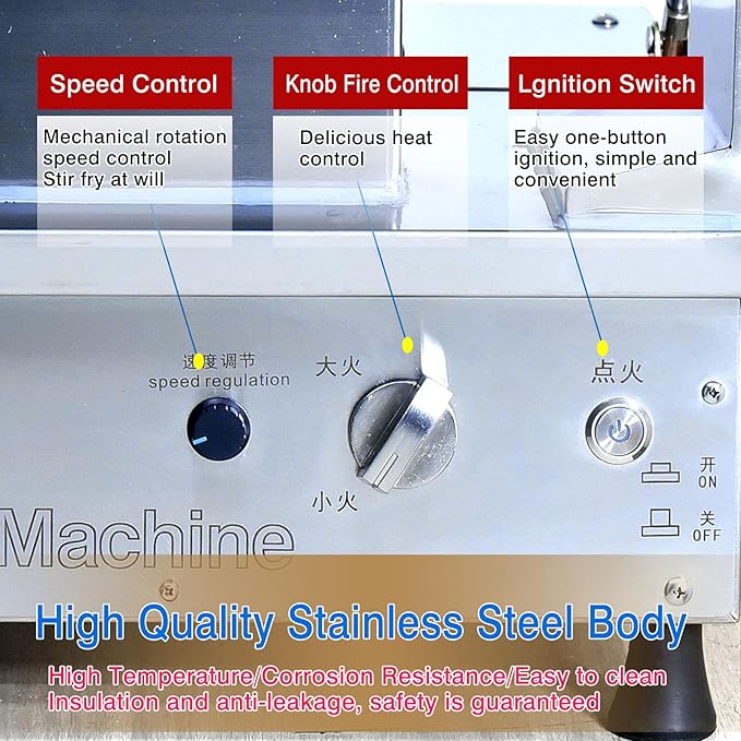 Commercial Automatic Stir Fry Wok Machine with water spray,Automatic 360° Stir Fry Cooker,Automatic Cooking Machine,Drum Type Stir Frying Machine(Natural Gas, Countertop)
