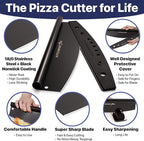 KitchenStar 16-Inch Pizza Cutter Rocker Blade - Sharp Stainless Steel Slicer Knife, Protective Cover, Black, Large - Professional Pizza Oven Accessories