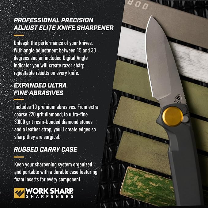 Work Sharp Professional Precision Adjust Elite Knife Sharpener Kit, Sharpen Every Knife You Own