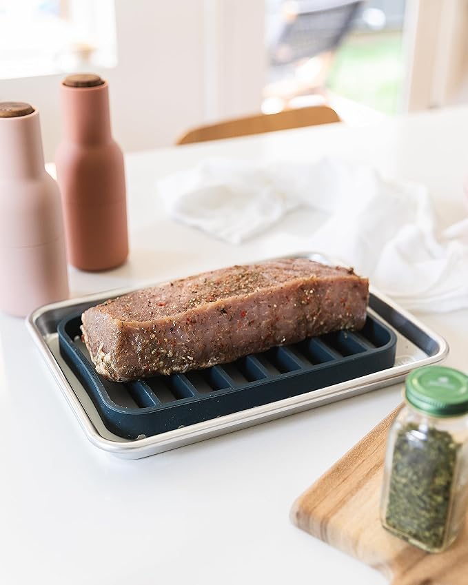 The Silicone Kitchen Silicone Roasting Rack Pan Extra Large, Dishwasher Safe, BPA Free, Non-Toxic, 7 in by 10.75 in, Navy, 2 Pack