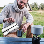 No Coating 4 Cup Thickened 304 Stainless Steel Moka Pot Stovetop Espresso Maker Italian Coffee Machine 200ml 6.8oz Suitable for Gas Induction Stovetop Greca Coffee Maker Percolator