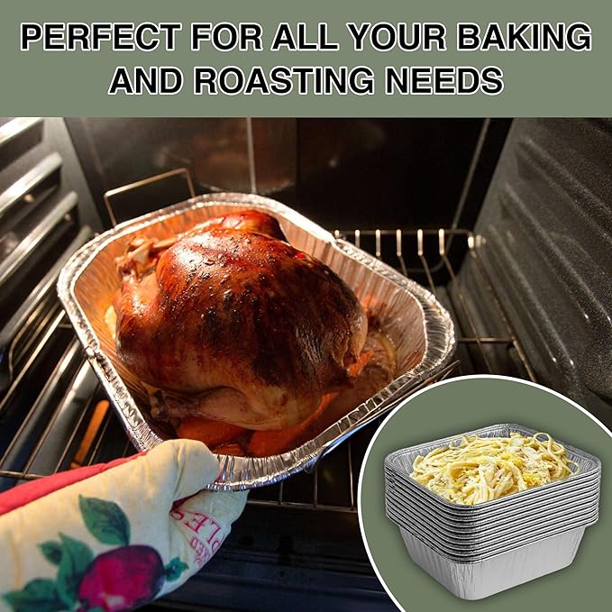 INFINITY EL Disposable Aluminum Foil Pans 25 Pack | Half Pan Extra 12.5" x 10.5" x 4" Deep Disposable Baking Pan | Heavy Duty Aluminum Foil Pan for Roasting Turkey, Lasagna, Thanksgiving, Christmas