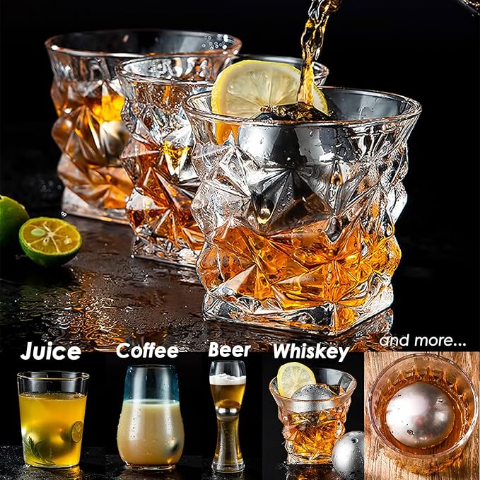 Whiskey Stone Gifts Set, Reusable Metal Ice Cubes, XL Large Stainless Steel Whiskey Stone, Refreezable Ice Ball Set with Storage Case, Unique Christmas Bourbon Gifts, Ice Rocks Wine Chiller