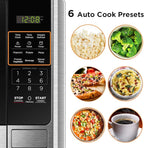 BLACK+DECKER Digital Microwave Oven with Turntable Push-Button Door, Child Safety Lock, Stainless Steel, 0.9 Cu Ft