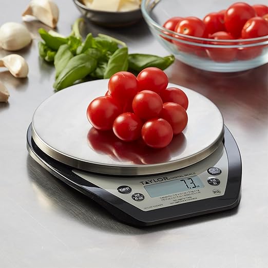 Taylor 1020NFS Compact Digital Scale, Multi-Functional Food Scale for Precise Weight Measuring and Portion Control, Tare Function, NSF, Stainless Steel Platform