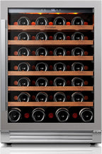 Ca'Lefort 24 Inch Wine Fridge, 61 Bottle Wine Cooler Refrigerator, 40-65°F Wine Refrigerator Glass Door, 3 LED Wine Fridge, Built-in or Freestanding Fridge for Home/Bar/Kitchen (5.65 cu.ft)