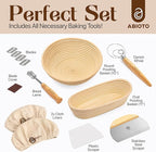 Sourdough Kit with Professional Bread Making Tools - Complete Sourdough Bread Making Kit with 10" Round & 11" Oval Handcrafted Bannetons, Bread Lame, Danish Whisk, Bowl & Dough Scrapers (14-Piece Kit)