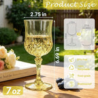 Plastic Wine Glasses, Plastic Goblets Vintage Style Cordial Unbreakable Drinking Glasses, Reusable Drinkware for Wedding Reception, Grand Event Party Supplies, Easter (100, Gold)
