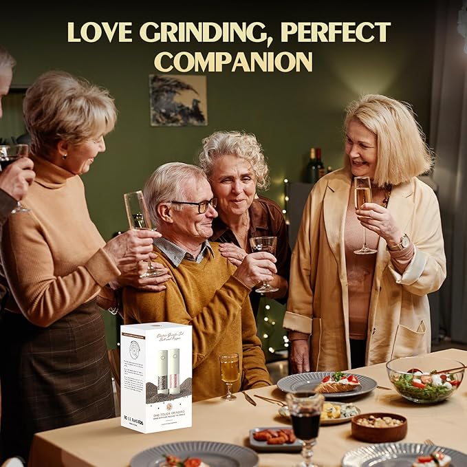 1 Pack Salt and Pepper Grinder-Electric Adjustable Coarseness Salt Pepper Grinder Shakers House Warming Gifts Automatic Battery Pepper Mill Shakers Gifts for Women Wedding Registry Must Haves