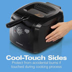 Hamilton Beach Cool Touch Electric Deep Fryer with Basket and Lid, 2 Liters / 8 Cups Oil Capacity, Adjustable Temperature, 1500 Watts for Fast Heat-up, viewing Window Easy to Clean, Black (35021)