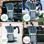 GROSCHE Milano Moka Pot | Stovetop Espresso Percolator & Coffee Maker – Portable, Ideal for Home and Camping