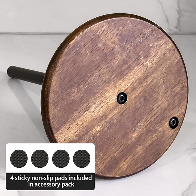 Paper Towel Holder Countertop with Real Wood Round Base, Farmhouse Paper Towel Holder Stand for Kitchen Dining Table Home Decor