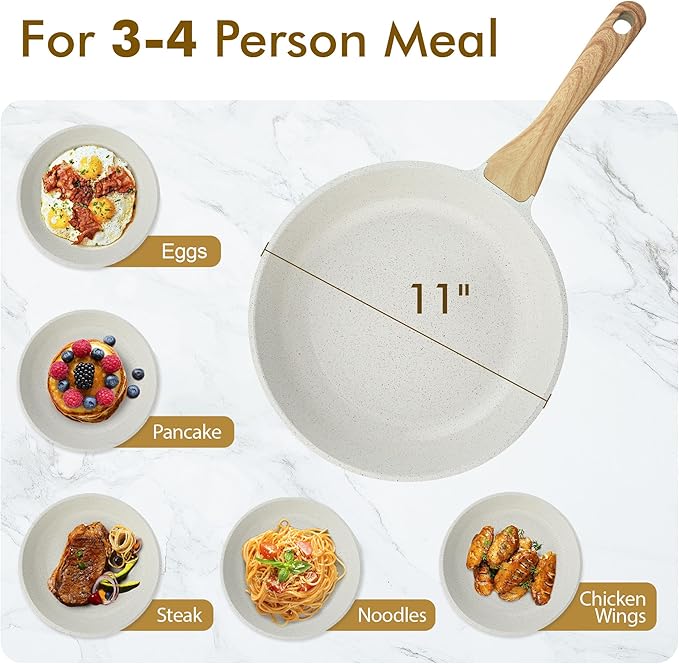 SENSARTE Nonstick Ceramic Frying Pan Skillet, 11 Inch Omelet Pan, Healthy Non Toxic Induction Compatible Egg Pan with Heat Resistant Handle, PTFE and PFAS-Free