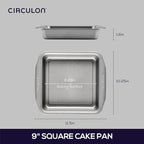 Circulon Nonstick Bakeware Baking Pan / Cake Pan, Square - 9 Inch, Gray