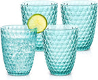 BELLAFORTE Shatterproof Tritan Plastic Short Tumbler, Set of 4, 12 oz - Laguna Beach Drinking Glasses - Unbreakable Glasses for Indoor and Outdoor Use - BPA Free - Blue